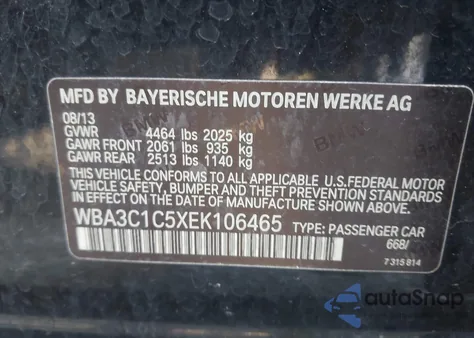 2014 BMW 328I z USA, uszkodzony, nr VIN WBA3C1C5XEK106465